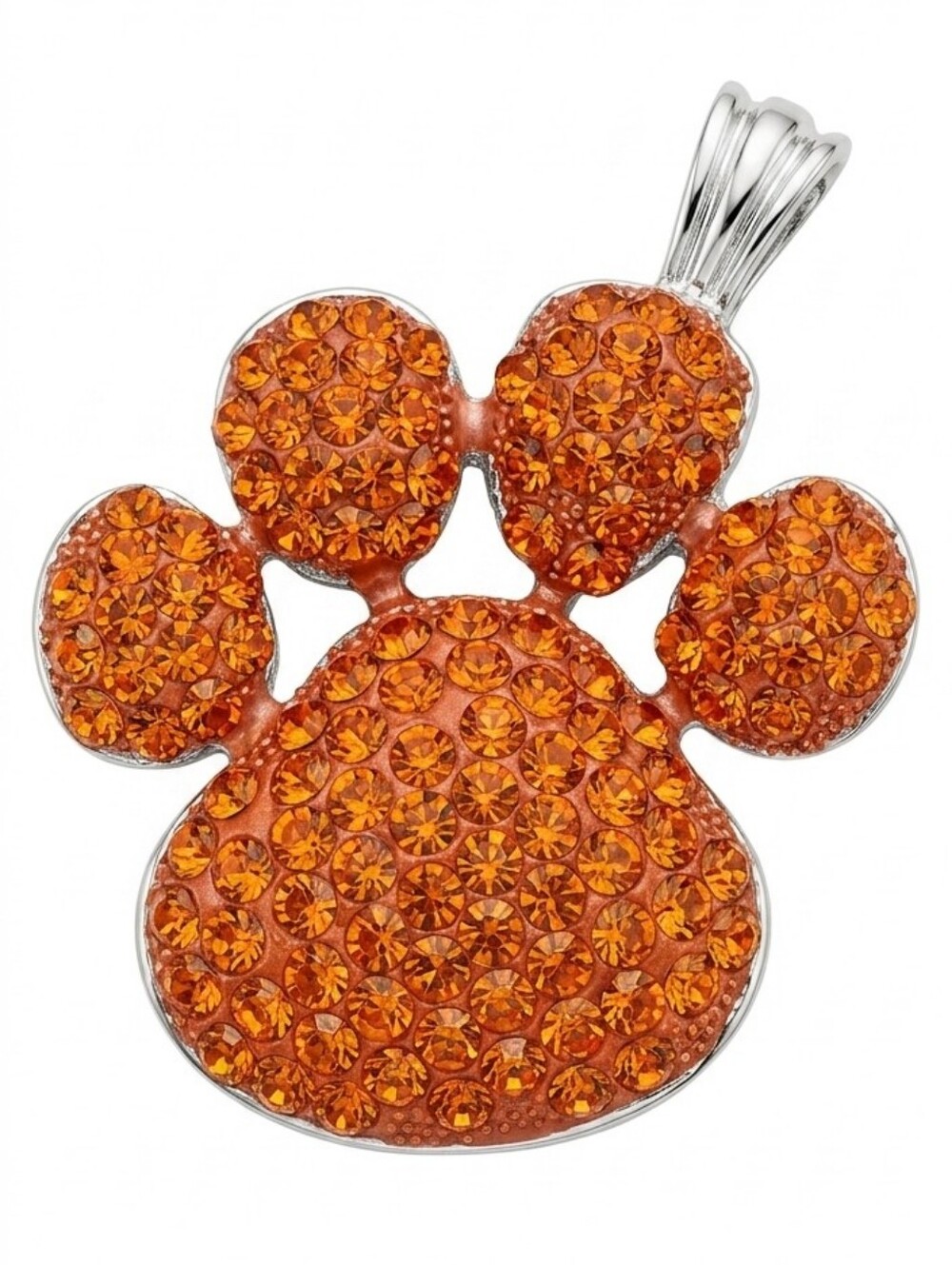 Orange Crystal Paw Print Pendant - Women Jewelry